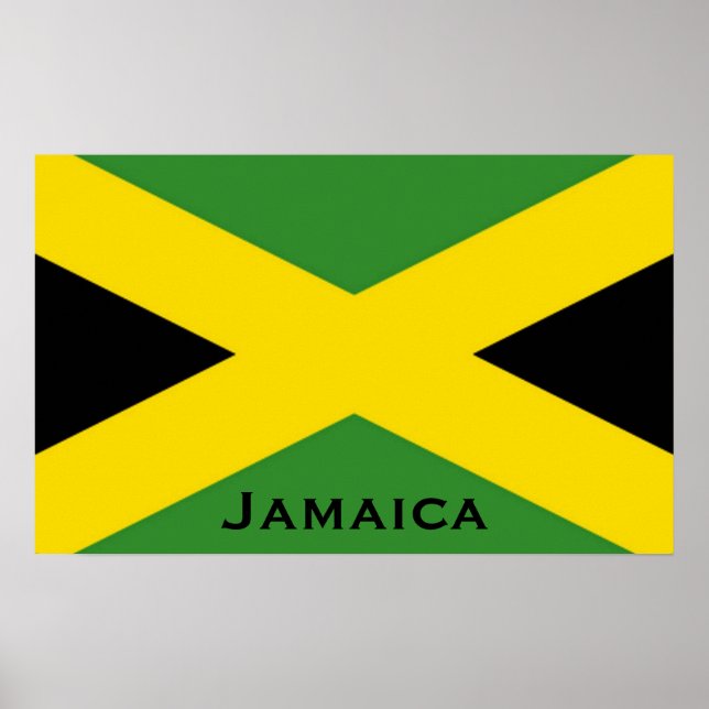 Poster Le drapeau jamaïcain à la limite avec le mot jamaï (Devant)