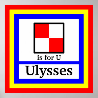 Poster Le drapeau nautique est pour le nom de U et de vot