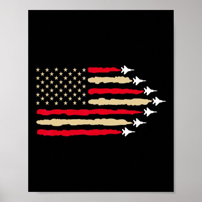 Poster Le Drapeau Patriotique Américain Jette Avion 4e De (Devant)