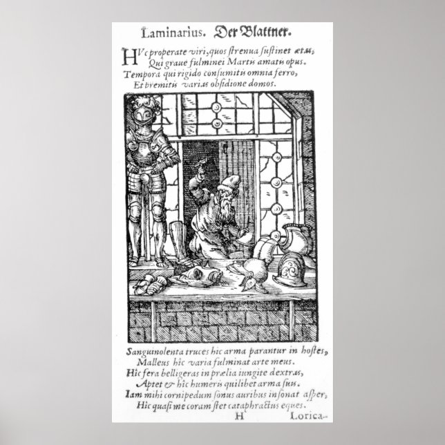 Poster Le fabricant d'armures, gravé par Hartman Schopper (Devant)