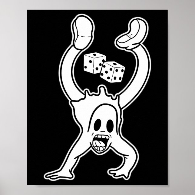 Poster Le Fantôme Clown Lucky Dice Poignée Gothique Carto (Devant)