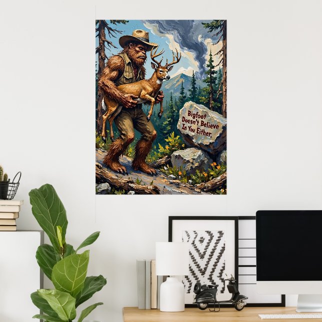 Poster Le Fardeau du Croyant : La Position de Bigfoot (Bureau à domicile)