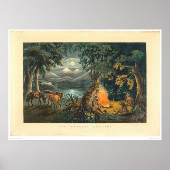 Poster Le feu de camp de Trapper 1866 (1779A) (Devant)