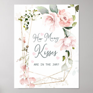 Poster Le feuillage rose floral Combien de baisers dans l