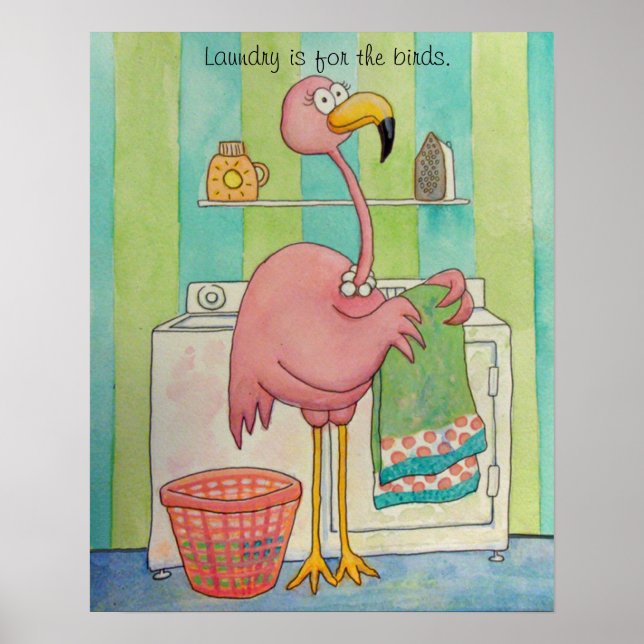 Poster Le Flamant rose Whimsical Rose Fait De La Lessive  (Devant)