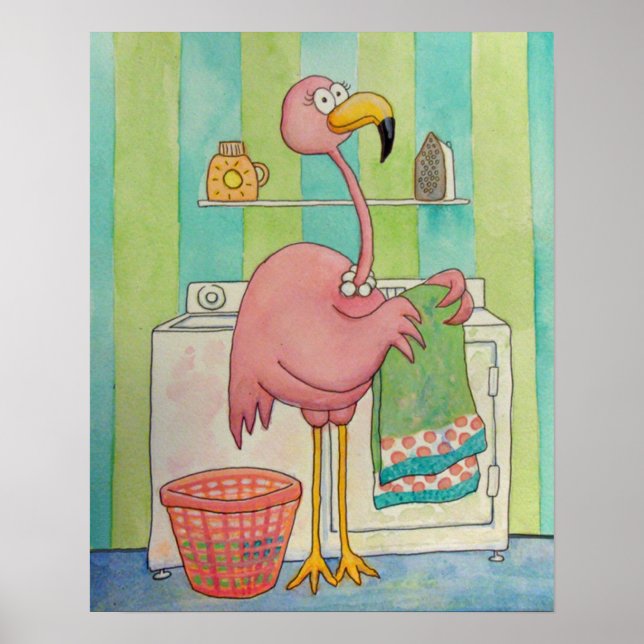 Poster Le Flamant rose Whimsical Rose Fait De La Lessive  (Devant)