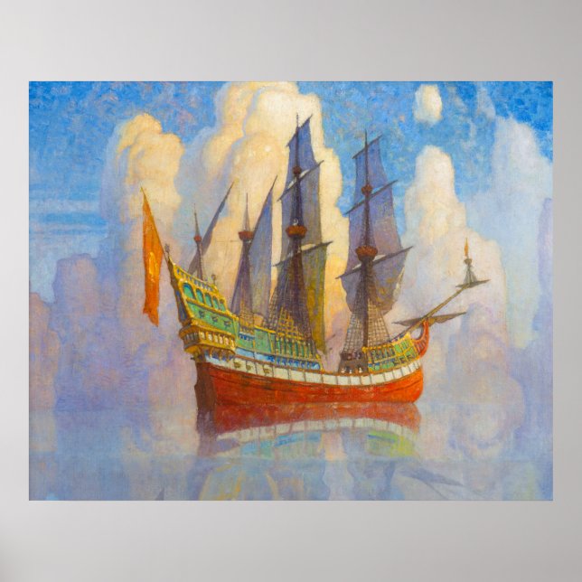 Poster Le galion d'or de Newell Convers Wyeth (Devant)