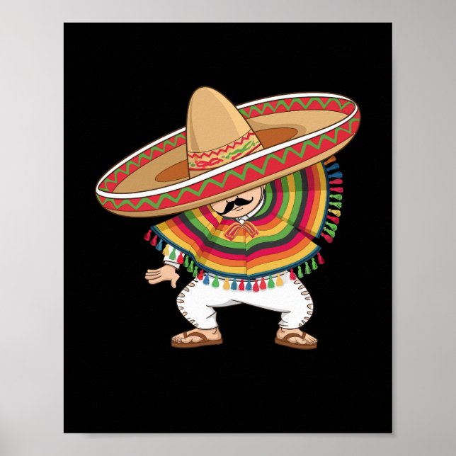 Poster Le garçon mexicain Dabbing Poncho Cinco de Mayo (Devant)