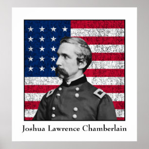 Poster Le général Chamberlain et le drapeau américain