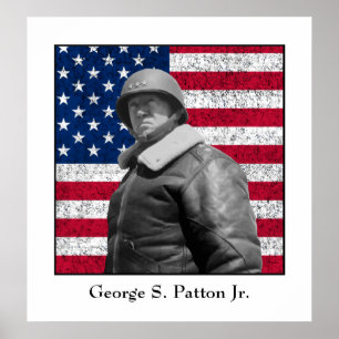 Poster Le général George S. Patton et le drapeau américai