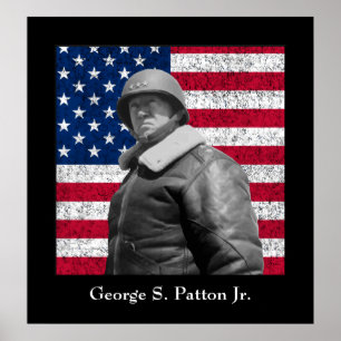 Poster Le Général George S. Patton et le drapeau des