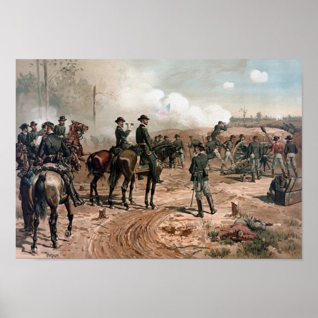 Poster Le général Sherman observe le siège d'Atlanta (Devant)