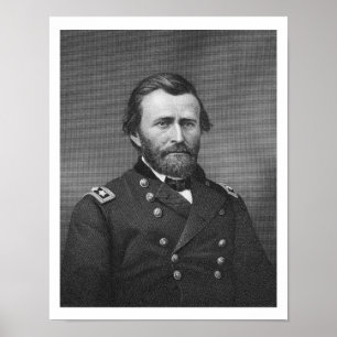 Poster Le Général Ulysse Simpson Grant, gravé après le DA
