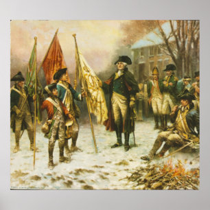 Poster Le général Washington inspecte les couleurs captur