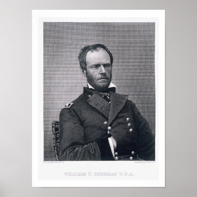 Poster Le général William Tecumseh Sherman, gravé après u (Devant)