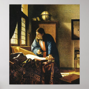 Poster Le géographe de Johannes Vermeer (vers 1669)