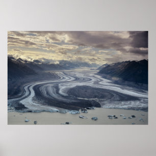 Poster Le glacier Lowell se jette dans la rivière Alsek d