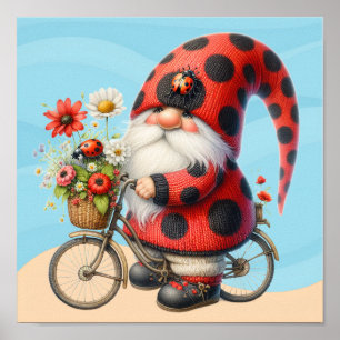 Poster Le gnome aime les coccinelles