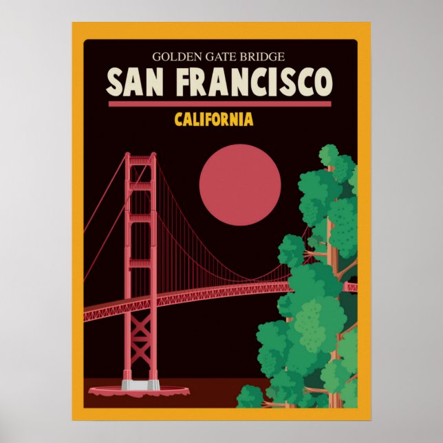 Poster Le Golden Gate Bridge de nuit (Devant)