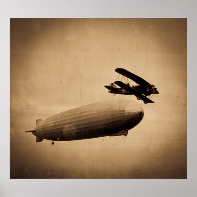 Poster Le Graf Zeppelin approchant New York City 1928 (Devant)
