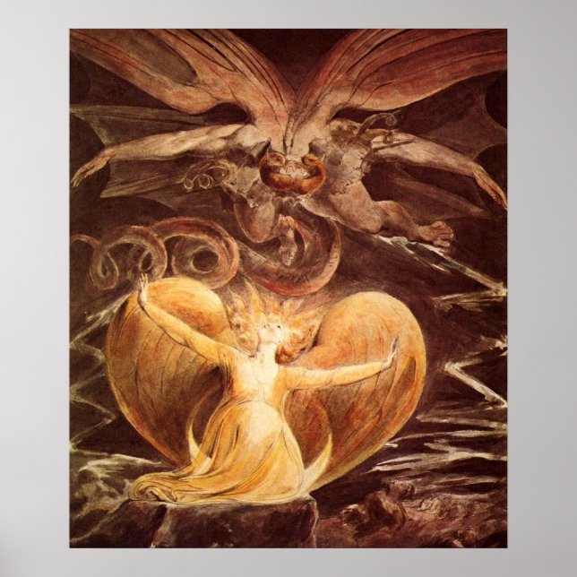Poster Le grand dragon rouge et la femme par William Blak (Devant)