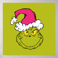 Le Grinch avec un chapeau de Père Noël rose