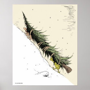 Poster Le Grinch et Max rapportent le sapin de Noël