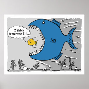 Poster Le gros poisson sur le point de manger un poisson 
