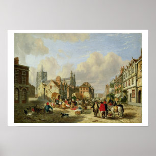 Poster Le Haymarket, Norwich, 1825 (huile sur le panneau)