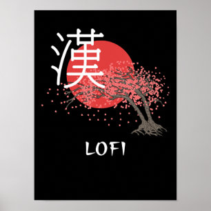 Poster Le Hip hop japonais de Lofi Kanji, fleurs de ceris