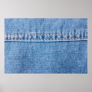 Poster Le jean bleu coudre la texture du closeup. 