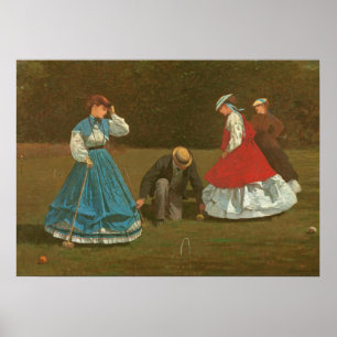 Poster Le jeu de croquet, 1866 (huile sur la toile)