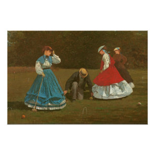 Poster Le jeu de croquet, 1866 (huile sur toile)
