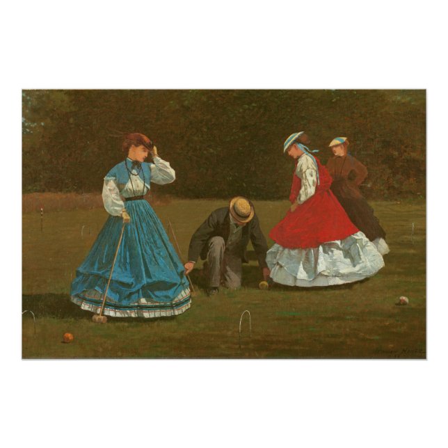Poster Le jeu de croquet, 1866 (huile sur toile) (Devant)