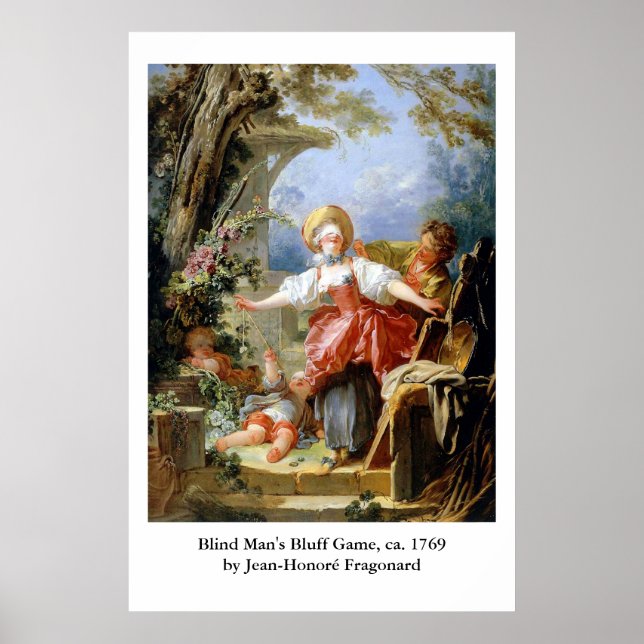 Poster Le jeu de l'Homme Aveugle de Jean-Honoré Fragonard (Devant)