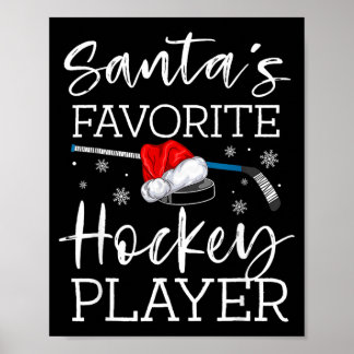 Poster Le joueur de hockey préféré du Père Noël Funny Pyj