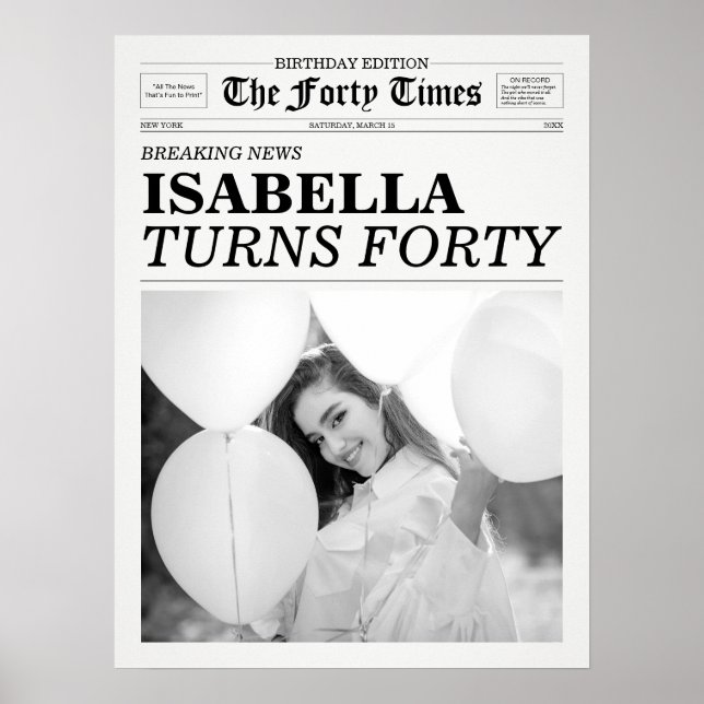 Poster Le journal Quarty Times 40e anniversaire (Devant)