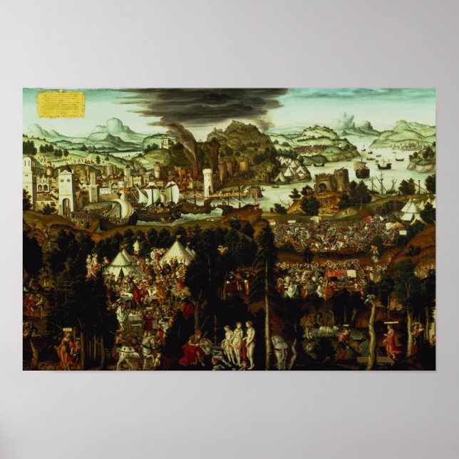 Poster Le jugement de Paris et la guerre de Troie, 1540 (Devant)