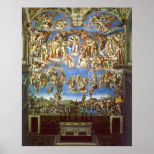 Poster Le jugement Dernier Fresco par Michel-Ange