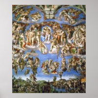 Poster Le jugement Dernier Fresco par Michelangelo