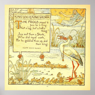 Poster Le King Log et la King Stork 1887 Walter Crane