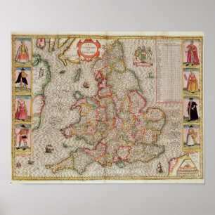 Poster Le Kingdome de l'Angleterre, gravé par Jodocus