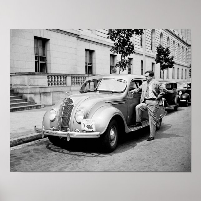 Poster Le Kingfish - Huey Long Avec Sa Voiture - 1935 (Devant)