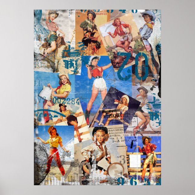 Poster Le Kitsch Bitsch : Détruit Cowgirl Pin-Up No.1 (Devant)