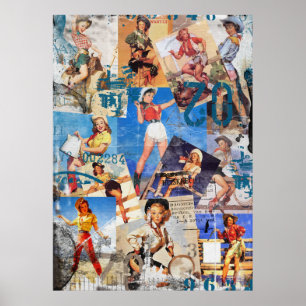 Poster Le Kitsch Bitsch : Détruit Cowgirl Pin-Up No 1