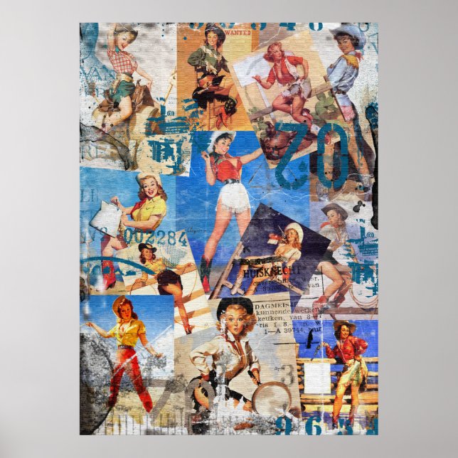 Poster Le Kitsch Bitsch : Détruit Cowgirl Pin-Up No 1 (Devant)