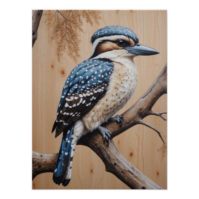 Poster Le Kookaburra bleu australien dans un arbre Art de (Devant)