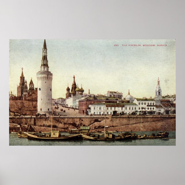 Poster Le Kremlin, Moscou, Russie 1915 Vintage (Devant)