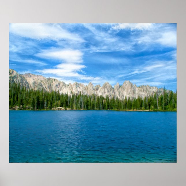 Poster Le lac alpin et les Sawtooths (Devant)