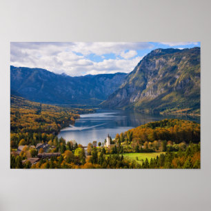 Poster Le lac Bohinj en Slovénie en automne